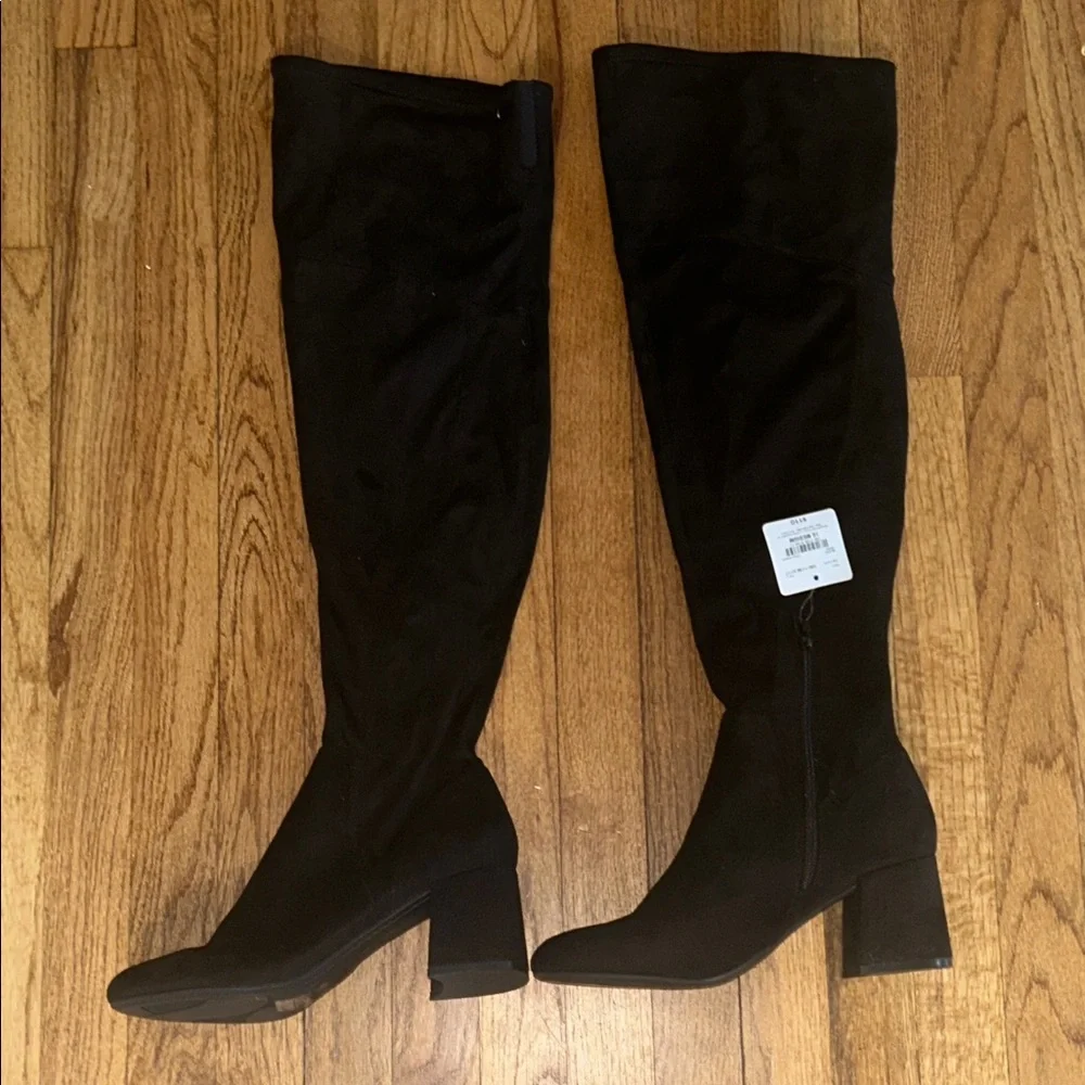 NWT Liz Claiborne Suede Black Over-the-Knee Thigh High Memory Foam Women's Boots
